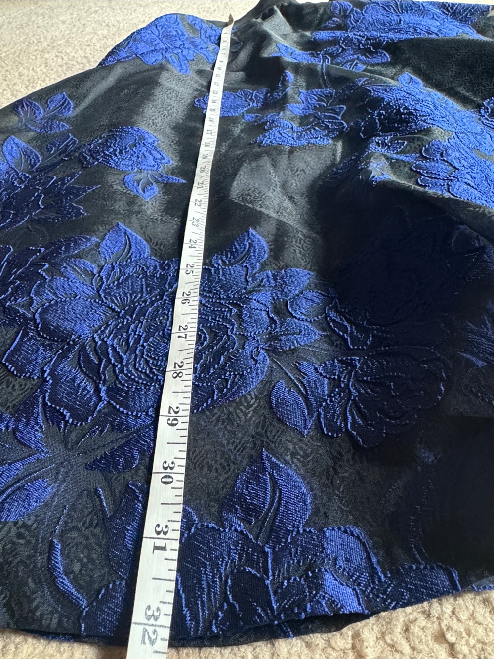 New York & Company Royal Blue Black Floral Jacquard A-Line Skirt | NEW | Size 6 - Picture 13 of 16